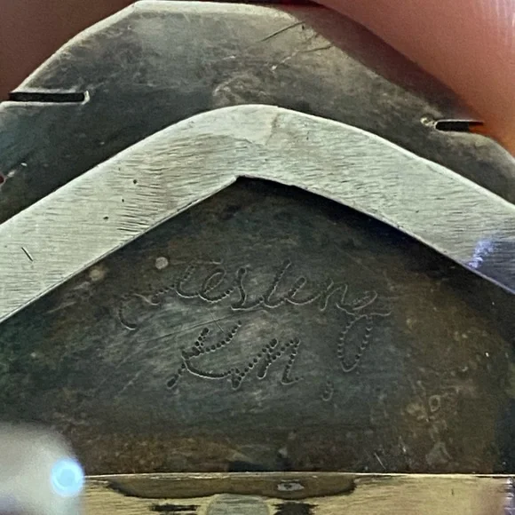 Vintage Navajo Sterling Silver Gaspeite Cuff Bracelet Signed  “KM” UNISEX - Picture 13 of 17